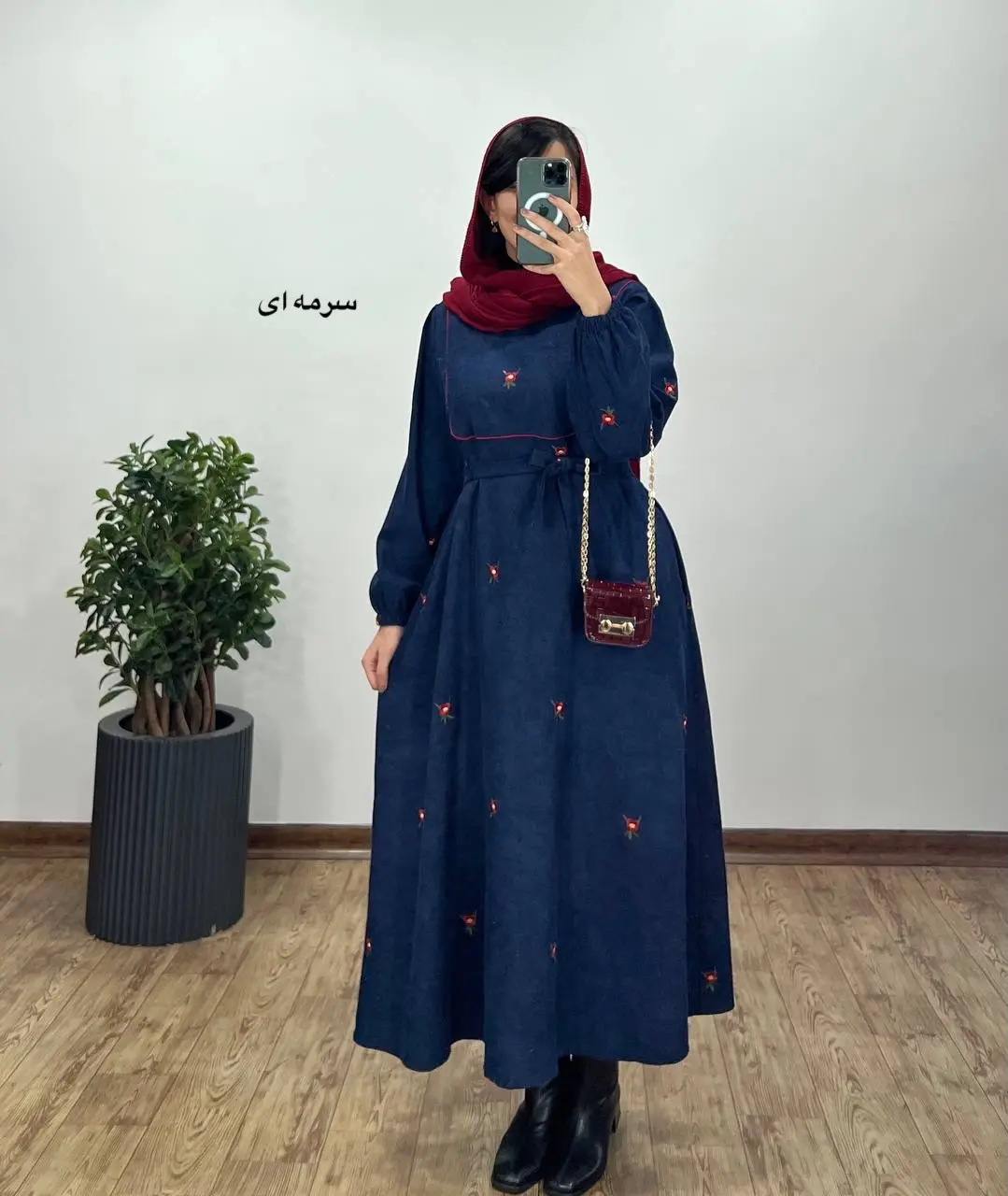 پیراهن مانتویی گلدوزی مهیاس